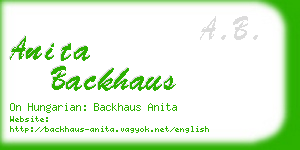 anita backhaus business card